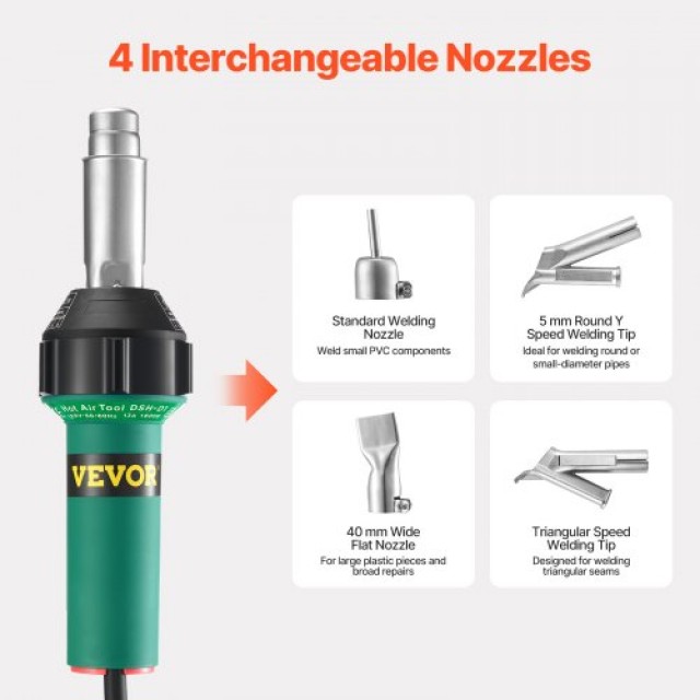 VEVOR  Πλαστικός Συγκολλητής Θερμού Αέρα 1600W με 11 Αξεσουάρ  PVCB...