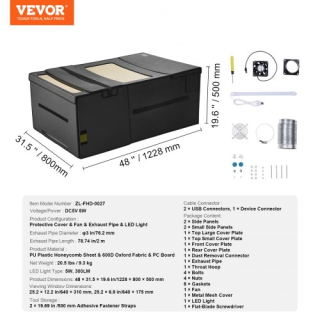 VEVOR  Πυρίμαχο Κάλυμμα Χαρακτικού Λέιζερ 48x31.5x19.6  JGDKJBHZJGDKGK9YFV9