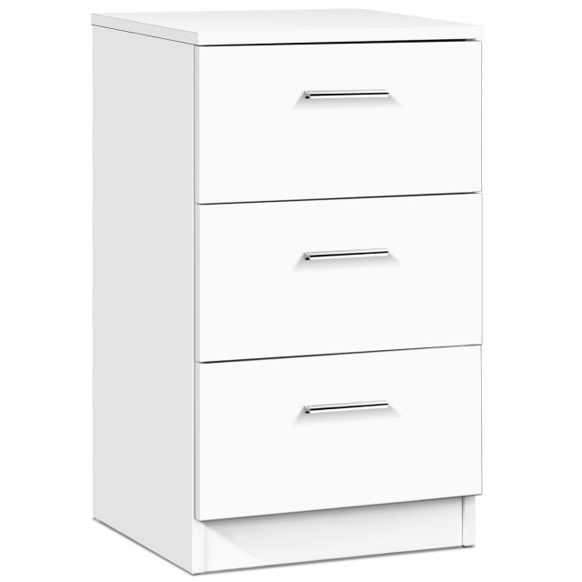 Costway Κομοδίνο με 3 Συρτάρια 38 x 67 x 35cm Λευκό/Μαύρο-Λευκό HW6...