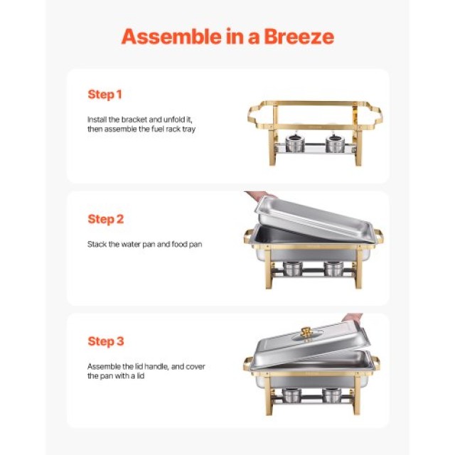 VEVOR 8 Qt 4 Pack Rectangle Chafing Dish Set ZFXBXGBLSTGKXK5LUV0