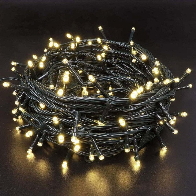 BAKAJI Αλυσίδα Φώτων 300 LED Πυγολαμπίδες Θερμό Λευκό με Ελεγκτή 8 ...