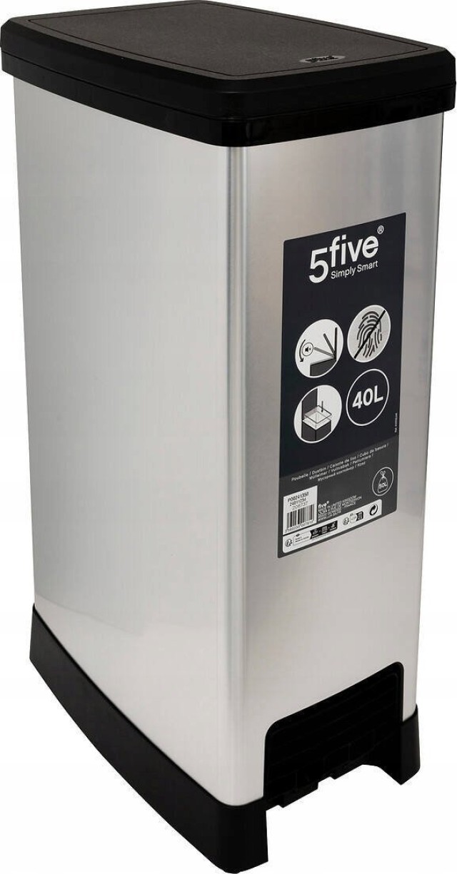 5Five Simply Smart  Πλαστικός Κάδος Απορριμμάτων με Πεντάλ 40L Slim...