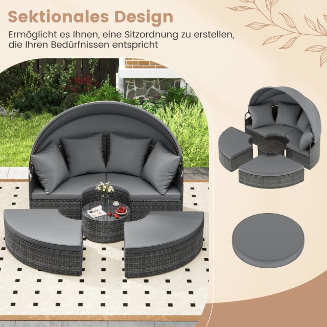 Costway Ηλιόλουστη Νησίδα με Σκεπή & Τραπέζι & Μαξιλάρια Καθίσματος...