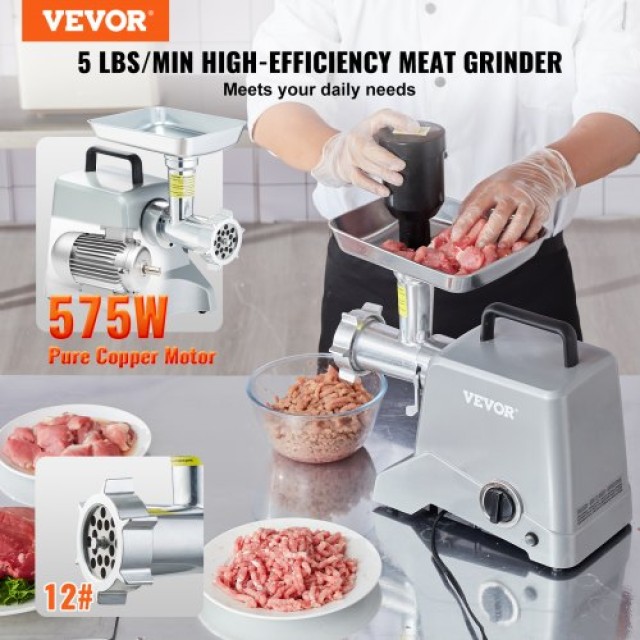 VEVOR Ηλεκτρικός Κρεατομηχανή 575W με Ικανότητα 5 Λίβρες/Λεπτό & Πα...