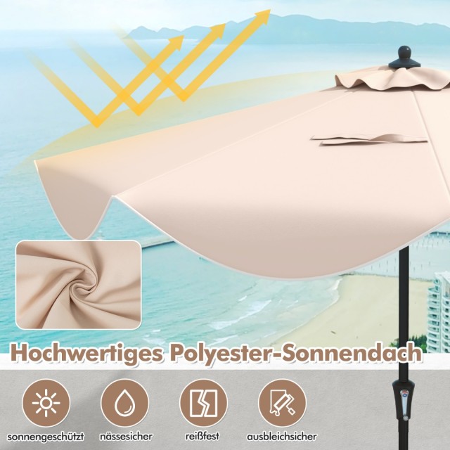 Costway  Ομπρέλα βεράντας με μανιβέλα, κλίση με κουμπί & διακοσμητι... Costway  Ομπρέλα βεράντας με μανιβέλα, κλίση με κουμπί & διακοσμητι...