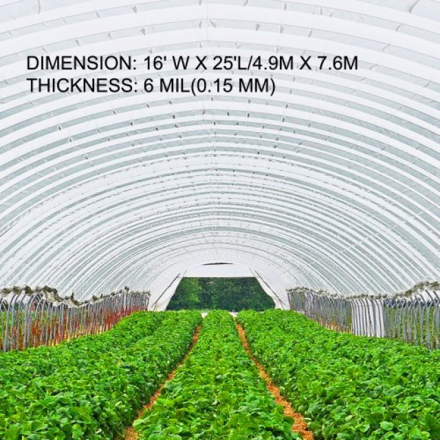VEVOR Θερμοκήπιο Φιλμ 16x25 ft, Πολυαιθυλένιο 6 Mil, UV Ανθεκτικό, Ισχυρή Αντοχή  PEWSM1625FT000001V0