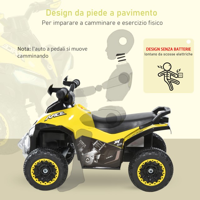 HOMCOM Quad για Παιδιά 18-36 Μηνών με Χειροκίνητη Πίεση με Ενσωματω...