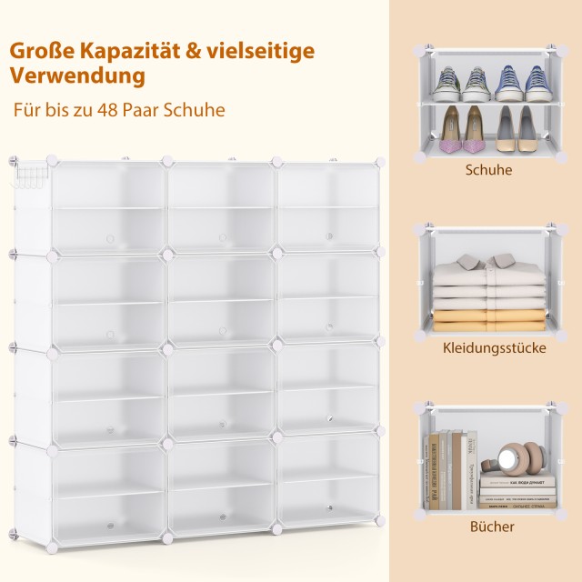 Costway Οργανωτής Παπουτσιών 124 x 32 x 125 εκ DIY Λευκή Πλαστική Ν...