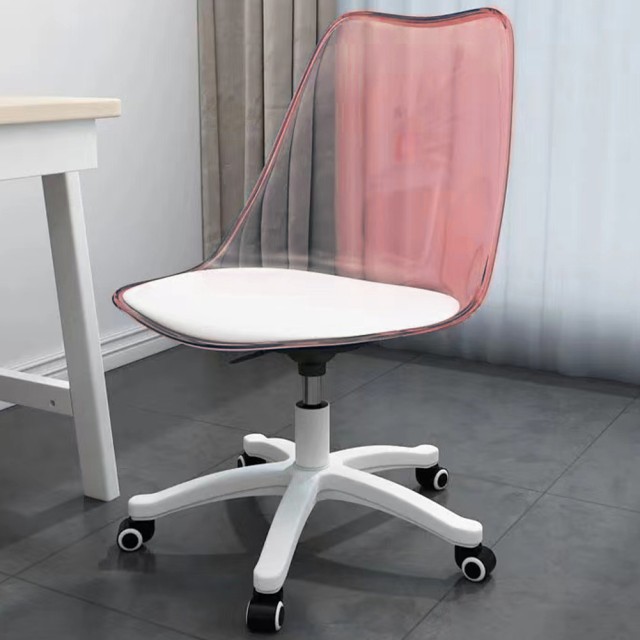 Shally Dogan  Καρέκλα Γραφείου με ρόδες και Διαφανή Πλάτη Ροζ Πολυθ...