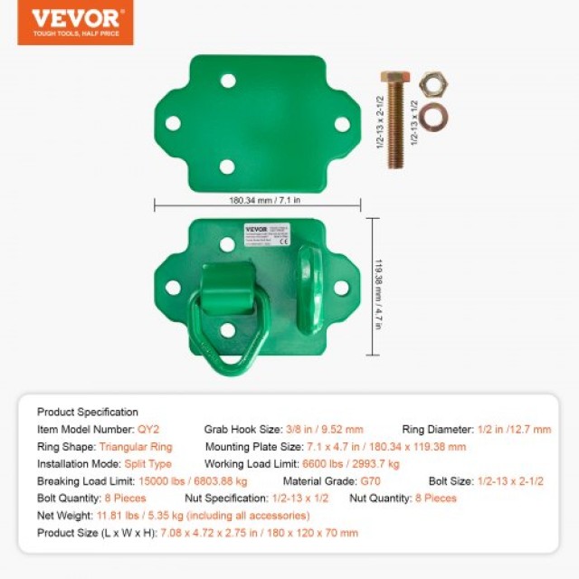 VEVOR  Γάντζοι Τρακτέρ 3/8 Grade 70 Πράσινοι 2τμχ  ZZJGG2JFTS71FP81XV0