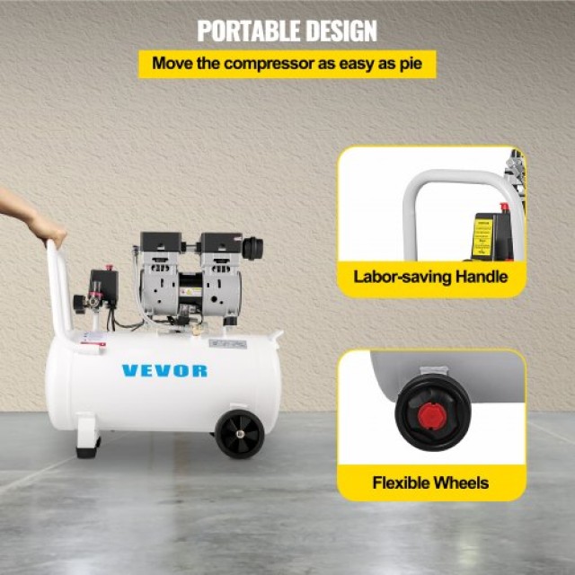 Συμπιεστής Αέρος VEVOR 11L, 1HP, Αθόρυβος, Χωρίς Λάδι, 8 bar  WSKYJ...