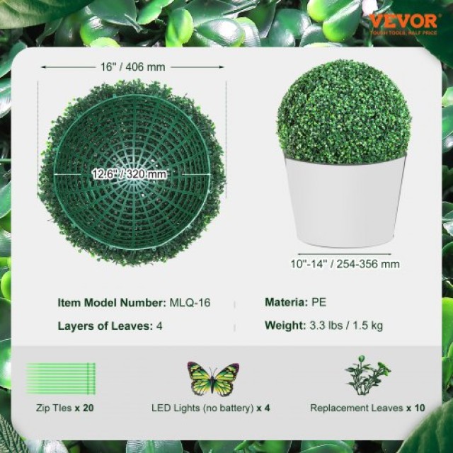 Τεχνητά Δεντράκια VEVOR Boxwood, 24” (2 Τεμάχια), Σφαιρικά Φυτά για Διακόσμηση  RGZWXJQ16YC0L5L4VV0