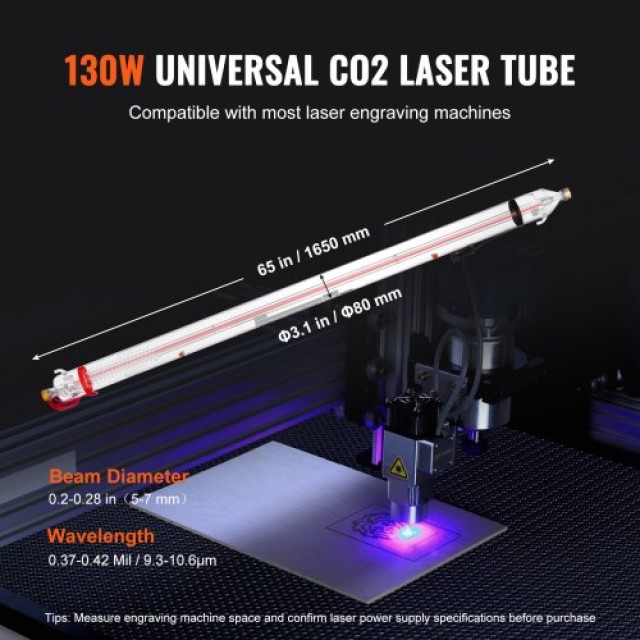 VEVOR  Λέιζερ CO2 130W, 1650mm, Γυάλινος Σωλήνας Κοπής CO2JGG130W00KXS3BV9