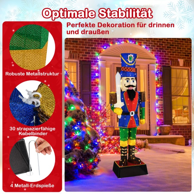 Costway Σετ 2 Τεμάχια Χριστουγεννιάτικες Φιγούρες Καρυοθραύστης Φωτ...