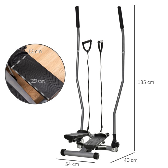 HOMCOM Ασημένιο Stepper Fitness με Λαβή και Οθόνη LCD, Διαστάσεις: ...
