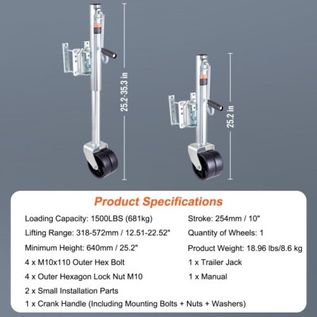 Τρέιλερ Γρύλος VEVOR 1500 lb με Ρόδες και Λαβή  YTTCQJ1500LBSYGP0V0