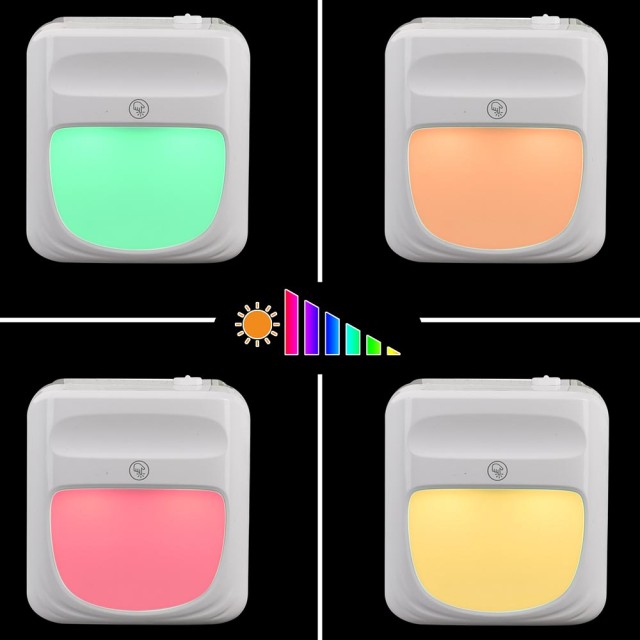 BAKAJI  2 Λάμπες Νυκτός LED με 3 Λειτουργίες RGB Λευκό Ρυθμιζόμενο Φωτισμό Σούρουπο  02837376