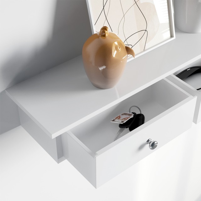 SONGMICS Επιτοίχιο Ράφι με 3 Συρτάρια 80 x 15 x 10 cm – Λευκό,XYZ123 