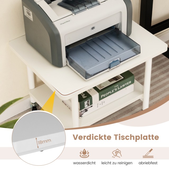 Costway Λευκός Διπλός Εκτυπωτικός Πάγκος με Ρόδες Κλειδώματος CB104...