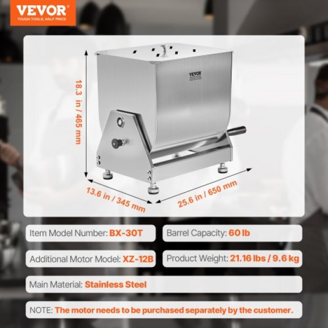 VEVOR Χειροκίνητος Αναμεικτήρας Κρέατος 60L για Λουκάνικα SYRLJBJKQ...