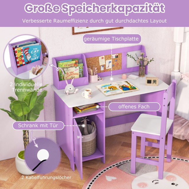 Costway Παιδικό Πολυλειτουργικό Γραφείο με Καρέκλα - Διαστάσεις Τρα...