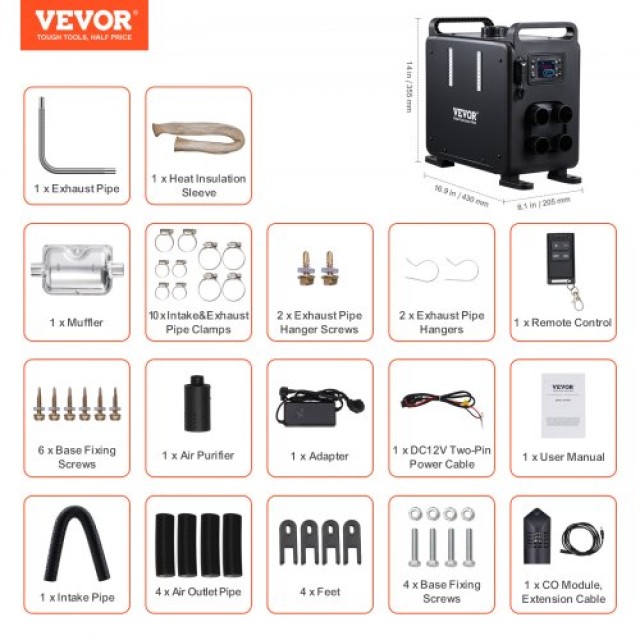 VEVOR Θερμαντήρας Diesel 12V/24V 8KW με Έλεγχο Bluetooth για Οχήματα CYJRQDDKLS8KOS4H9V2