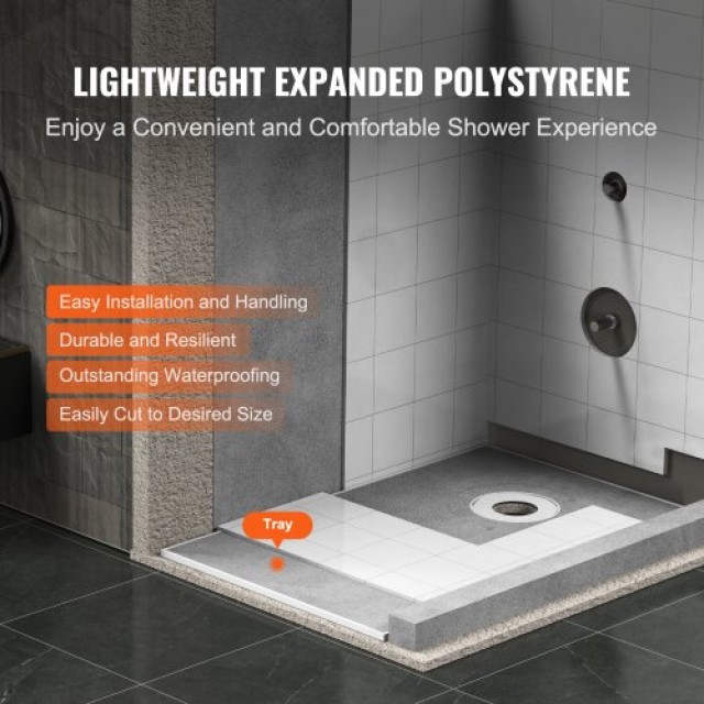 Σετ Ντουζιέρας VEVOR με Αποχέτευση 160mm, 1524x965mm  LYAZDB6038YCZ...