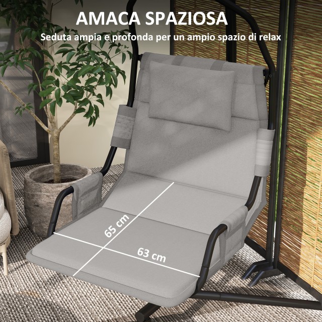 Outsunny Αιώρα με Διαστάσεις 118x98x192 εκ. σε Γκρι και Μαύρο 84A-3...