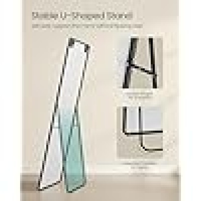 SONGMICS Καθρέφτης Δαπέδου 160x50 cm με Μαύρο Αλουμινένιο Πλαίσιο 1...