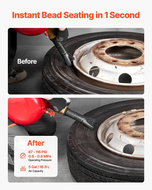 VEVOR Εργαλείο Τοποθέτησης Ελαστικών 5 Gal, 87-116 PSI, για Αυτοκίν...