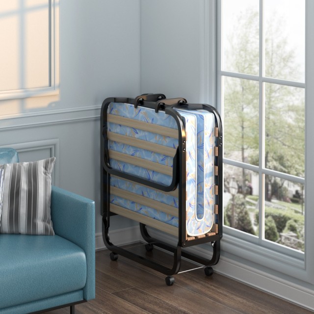 Costway Πτυσσόμενο Κρεβάτι με Πολυτελές Στρώμα Μνήμης & Ρόδες 110 k...