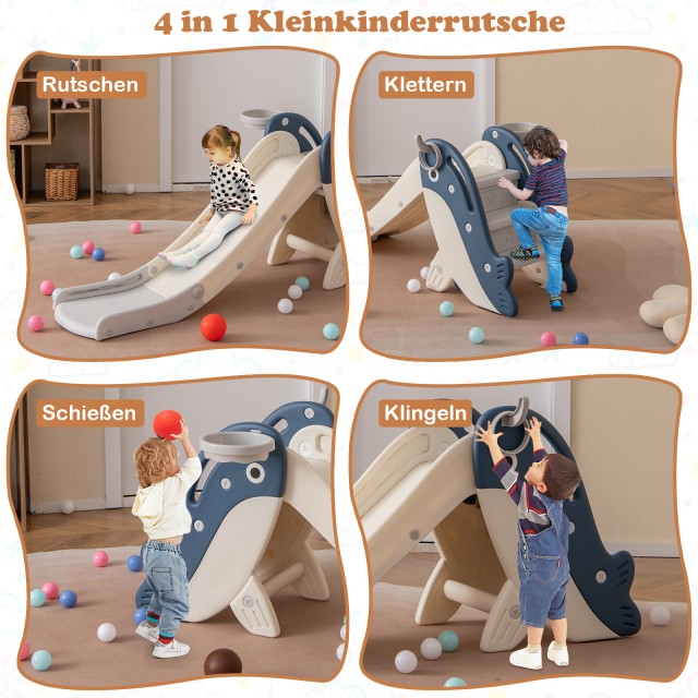 Costway Παιδική Τσουλήθρα με Μπασκέτα και Στόχο Ρίψης, Αναδιπλούμεν...