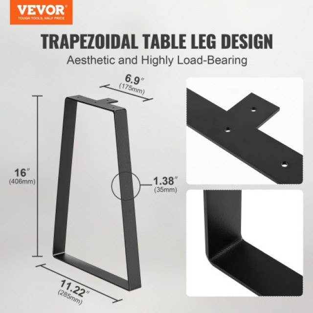 Σετ 2 Τραπεζοειδή Πόδια Τραπεζιού VEVOR 406.4MM, Μαύρα  TZTXFGZTHSG...
