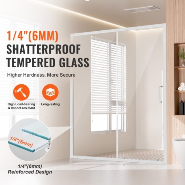 VEVOR  Ημι-πλαισιωτή Πόρτα Ντουζ 57.7-59x70 Σκληρυμένο Γυαλί 1/4 Χρ...