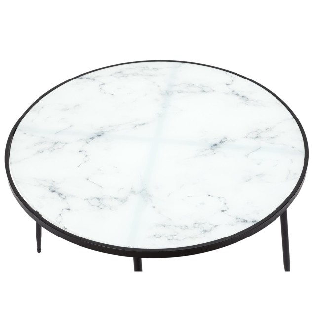 Μεταλλικό Τραπεζάκι Σαλονιού 75 x 75 x 48 cm με Εφέ Μαρμάρου HD5166 Home Deco Factory
