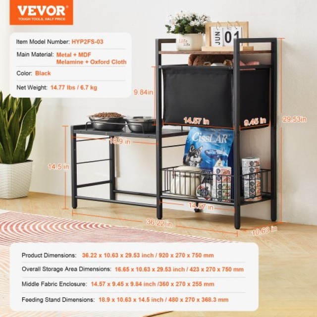 VEVOR  Σταθμός Σίτισης Κατοικιδίων με Αποθήκευση Τροφής & Οργάνωση Παιχνιδιών Υπερυψωμένα Μπολ Σκύλου JSCCHSWJ3622FIZLTV0