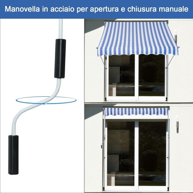 Outsunny Outdoor Roller Τέντα με μανιβέλα, ρυθμιζόμενο ύψος και γωνία, 200x150cm 840-182BU