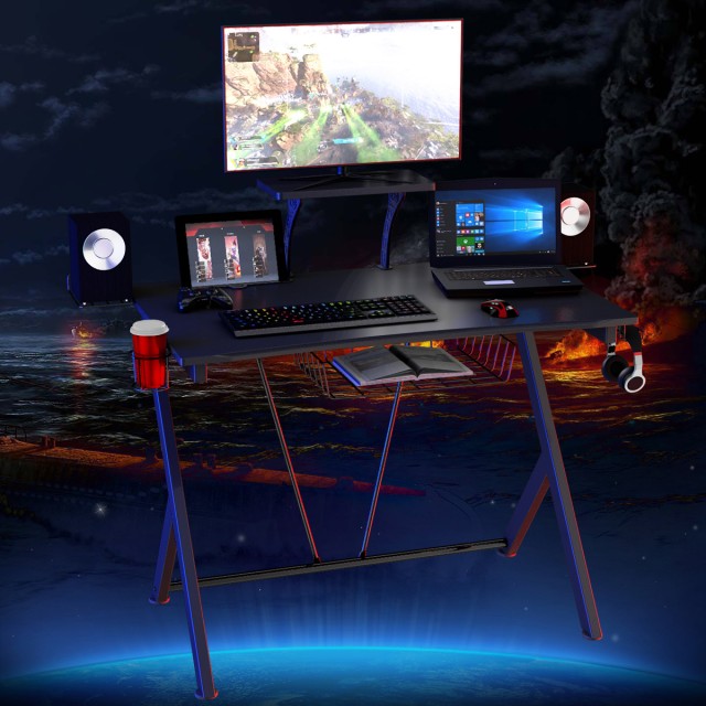 Costway Εργονομικό Γραφείο Gaming Μαύρο 106 x 59,5 x 101,5 εκ. HW66284