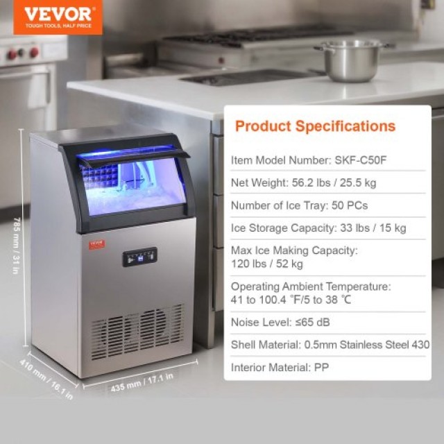 Επαγγελματική Παγομηχανή VEVOR 120lbs/24H 50 Κύβοι  QSYYTSFBZBJQYEJ7CV2