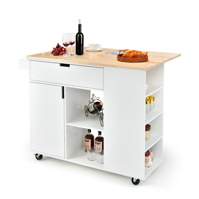 Costway Πολυλειτουργικό Καρότσι Κουζίνας 124 x 76 x 92 cm  με Επεκτ...