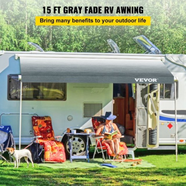 VEVOR Υφασμάτινη Τέντα RV 15 ft Γκρι Ντεγκραντέ 433 x 240 cm Γκρι Z...