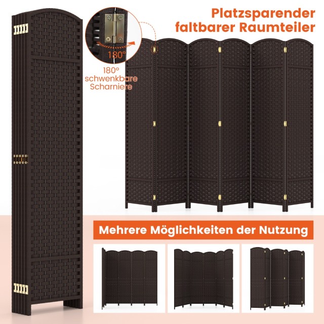 Costway Παραβάν 240 x 170 εκ. με Χειροποίητη Υφή & Σκελετό από Μασί... Costway Παραβάν 240 x 170 εκ. με Χειροποίητη Υφή & Σκελετό από Μασί...