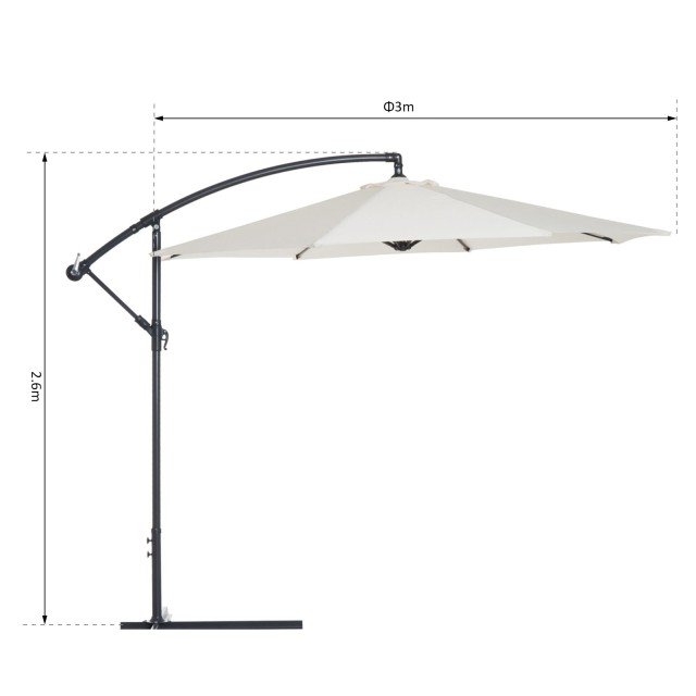 Outsunny Parasol Decentralized Garden Umbrella Beach Iron 3M, Μπεζ ...