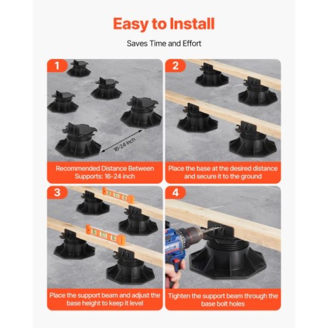 VEVOR 24 Ρυθμιζόμενες Βάσεις Στήριξης Δαπέδου 2.36-5.31 ίντσες DKCZ... VEVOR 24 Ρυθμιζόμενες Βάσεις Στήριξης Δαπέδου 2.36-5.31 ίντσες DKCZ...