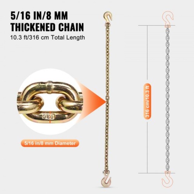 Αλυσίδα Δέσης VEVOR G80 με Γάντζους 5/16 x 10.3 4900 lbs  ZGTLSGMGDX1JM940NV0