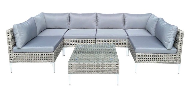 Costway  Ρατάν Εξωτερική Γκαρνιτούρα Lounge με Τραπέζι και Μαξιλάρι...