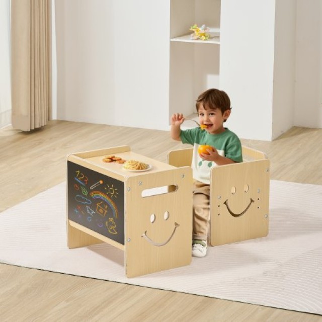 VEVOR Σετ Τραπεζιού και Καρέκλας Montessori με Μαυροπίνακα για Νήπι...