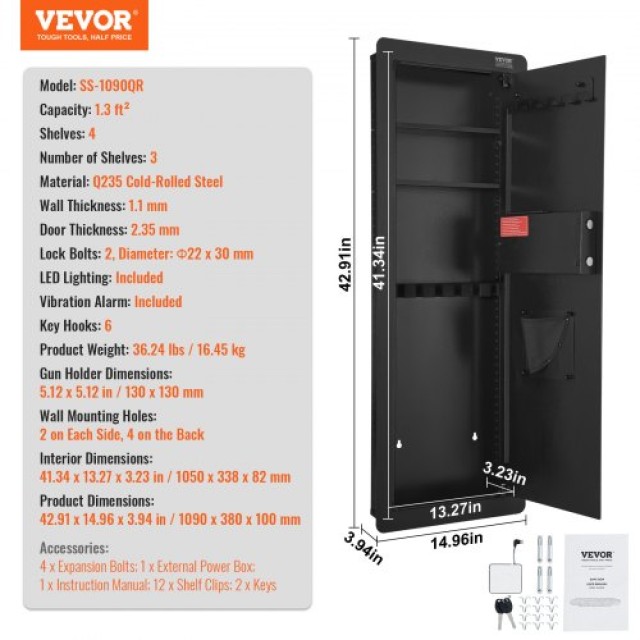 VEVOR Κρυφή Χρηματοκιβώτιο Όπλων 4 Επιπέδων με Πληκτρολόγιο & Δακτυλικό Αποτύπωμα  BGBXX13CUFT4CLHYQV9