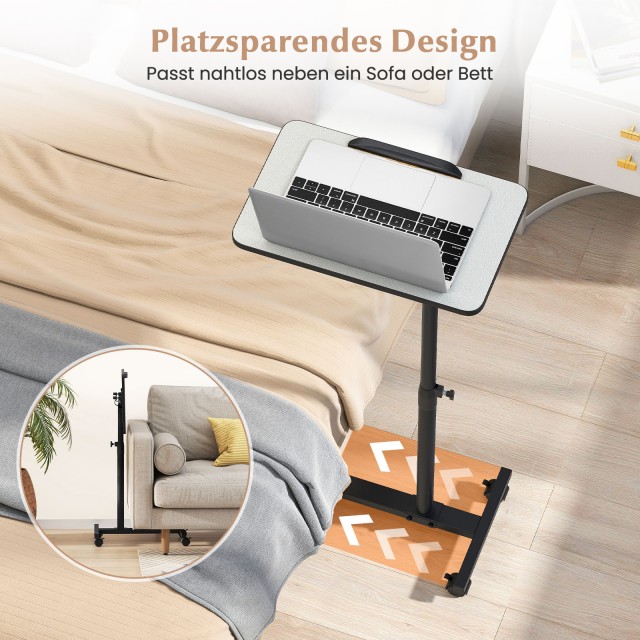 Costway Ρυθμιζόμενο Τραπέζι Κρεβατιού με Ρόδες, Κλίση & Περιστροφή ...