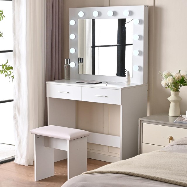 Shally Dogan  Τουαλέτα Trucco Ofelia με Καθρέφτη και Σκαμπό 12 Led Ψυχρό Θερμό Καθρέφτης  02841332